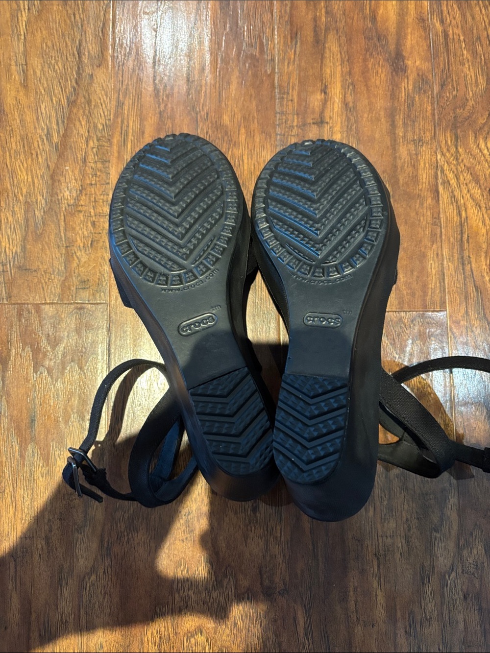 Crocs Black Women's Ankle-Strap Wedge Sandals - Picture 4 of 6